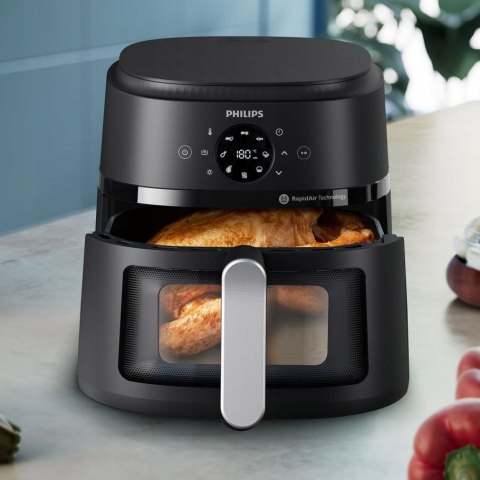 Frytkownica Philips Czarna Airfryer 2000 6,2L - 90% Mniej Tłuszczu Rapidair