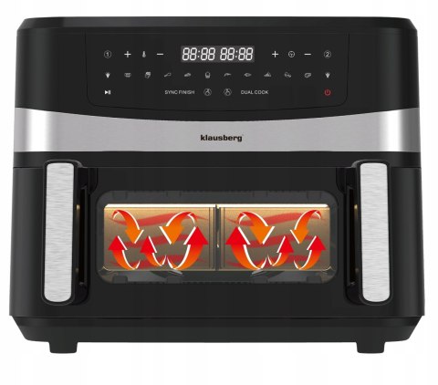 Klausberg 2600W Duża Beztłuszczowa Frytownica 9L 2X4,5L Air Frytkownica
