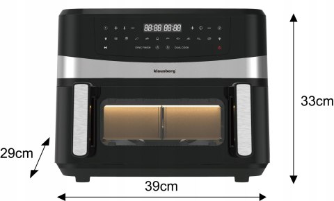 Klausberg 2600W Duża Beztłuszczowa Frytownica 9L 2X4,5L Air Frytkownica