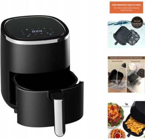 Royalty Line Air Fryer 1200W 3.5L 8 Programów, Zdrowe Smażenie Bez Tłuszczu