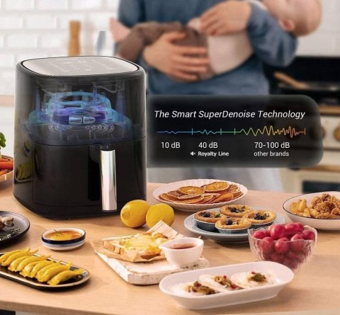 Royalty Line Air Fryer 1200W 3.5L 8 Programów, Zdrowe Smażenie Bez Tłuszczu