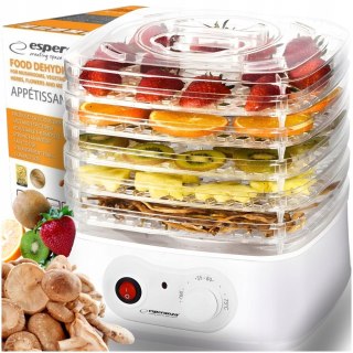 Suszarka Esperanza 250W Biała, 8 Programów, 4 Sita - Grzyby, Owoce, Zioła