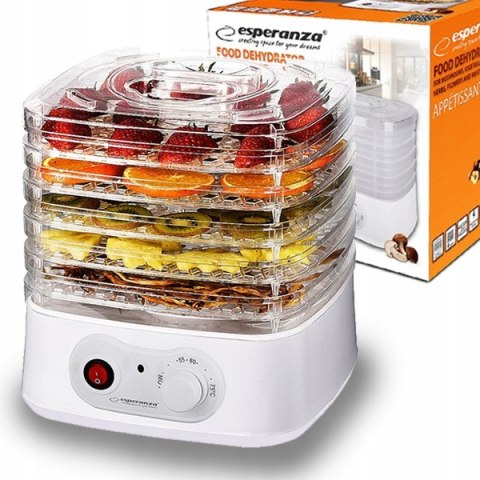 Suszarka Esperanza AppÉTissant 250W, 4 Sita, 8 Programów, Biały, 28 Cm