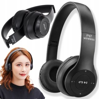 Bezprzewodowe Słuchawki Bluetooth P47 Z Mikrofonem I Czytnikiem Kart Sd