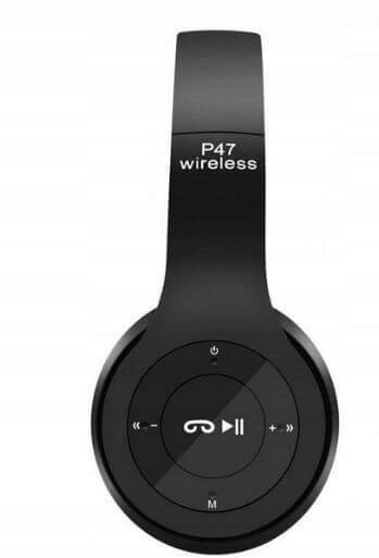 Bezprzewodowe Słuchawki Bluetooth P47 Z Mikrofonem I Czytnikiem Kart Sd