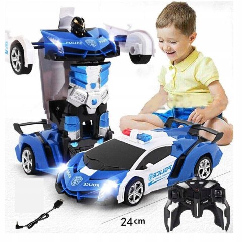 Interaktywny Robot Policyjny Autobot 2W1: Samochód I Robot Na Pilota Błękit