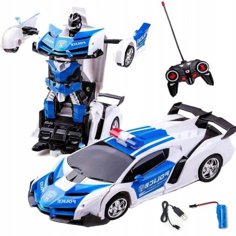 Interaktywny Robot Policyjny Autobot 2W1: Samochód I Robot Na Pilota Błękit