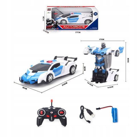 Interaktywny Robot Policyjny Autobot 2W1: Samochód I Robot Na Pilota Błękit