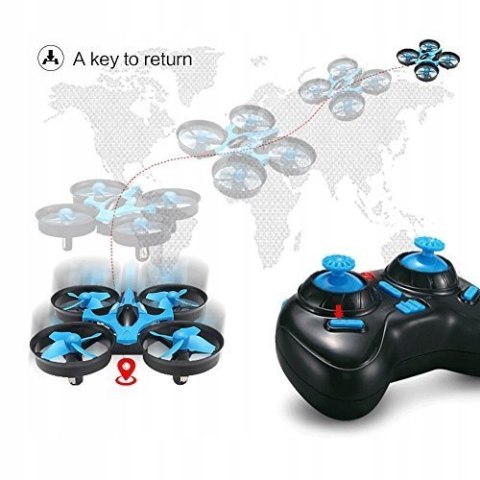 Jjrc H36 Mini Dron Led, 3D Akrobacje Tryb Headless, Osłonięte Śmigła Błękit