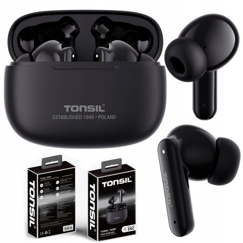 Słuchawki Bezprzewodowe Tonsil T50bt Czarne Bluetooth 5.3 Ipx5 Dokanałowe