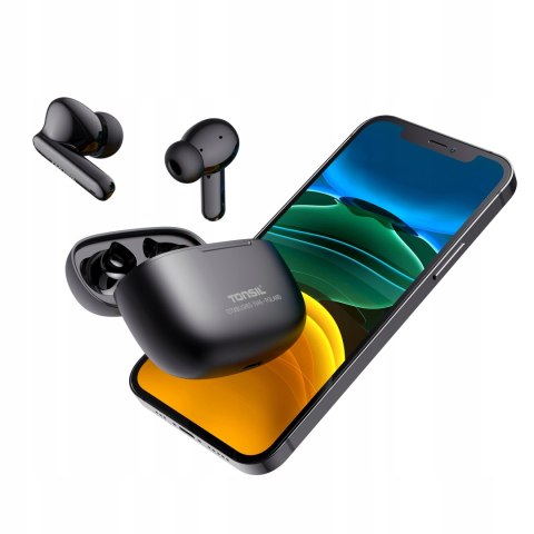 Słuchawki Bezprzewodowe Tonsil T50bt Czarne Bluetooth 5.3 Ipx5 Dokanałowe