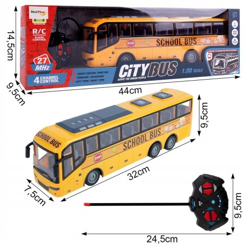 Zdalnie Sterowany Autobus Szkolny Led Z Pilotem 1:30 Żółty - Dla Dzieci