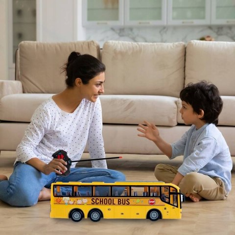Zdalnie Sterowany Autobus Szkolny Led Z Pilotem 1:30 Żółty - Dla Dzieci