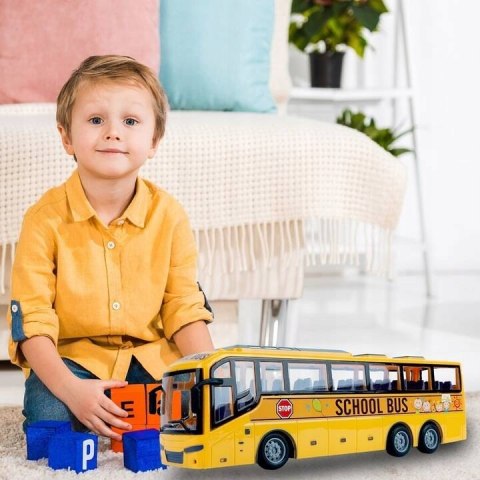 Zdalnie Sterowany Autobus Szkolny Led Z Pilotem 1:30 Żółty - Dla Dzieci