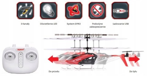 Zdalnie Sterowany Helikopter Rc Syma 2.4Ghz Led Hover Gyro Usb, Czarne