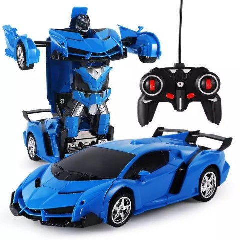 Zdalnie Sterowany Robot-Samochód 2W1 Z Transformacją I Efektami Led Błękit