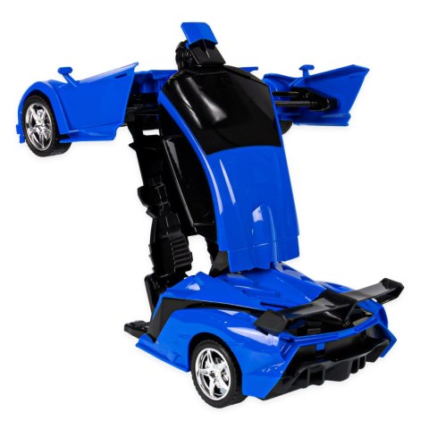Zdalnie Sterowany Robot-Samochód 2W1 Z Transformacją I Efektami Led Błękit
