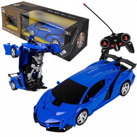 Zdalnie Sterowany Robot-Samochód 2W1 Z Transformacją I Efektami Led Błękit