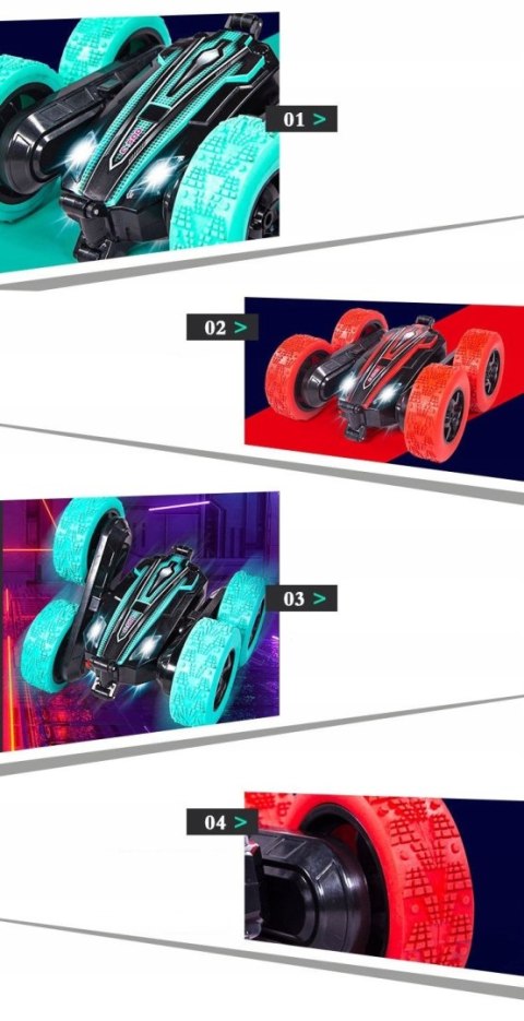 Zdalnie Sterowany Samochód Kaskaderski Twister Z Led, 360° Obrót, 2 Kolory