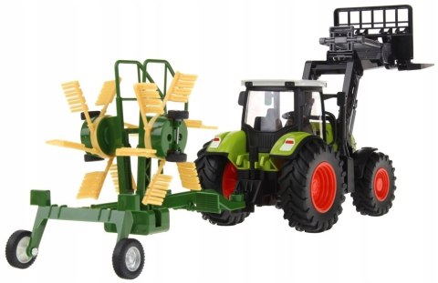 Zdalnie Sterowany Traktor Z Przyczepą I Zgrabiarką Dla Dzieci 3+ 1:24 Usb