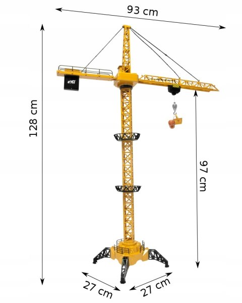 Zdalnie Sterowany Żuraw Budowlany 128 Cm Z Dźwiękami I Akumulatorem