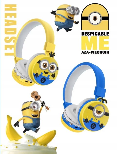 Dziecięce Słuchawki Bluetooth Minionki Nauszne Z Mikrofonem Usbc 8H Bateria
