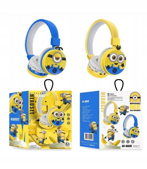 Dziecięce Słuchawki Bluetooth Minionki Nauszne Z Mikrofonem Usbc 8H Bateria