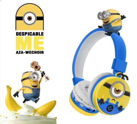 Dziecięce Słuchawki Bluetooth Minionki Nauszne Z Mikrofonem Usbc 8H Bateria