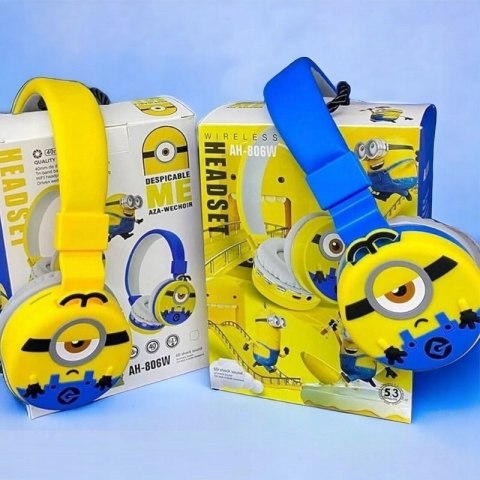 Dziecięce Słuchawki Bluetooth Minionki Nauszne Z Mikrofonem Usbc 8H Bateria