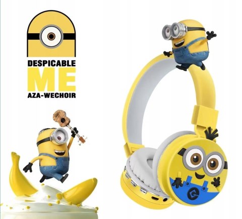 Dziecięce Słuchawki Bluetooth Minionki Nauszne Z Mikrofonem Usbc 8H Bateria