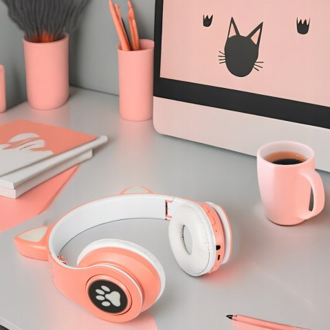 Słuchawki Bezprzewodowe Dla Dzieci Led Rgb Kocie Uszy Bluetooth 5.0 Fm