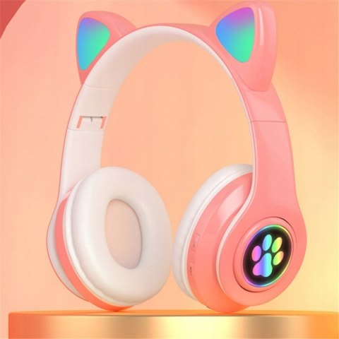 Słuchawki Bezprzewodowe Dla Dzieci Led Rgb Kocie Uszy Bluetooth 5.0 Fm