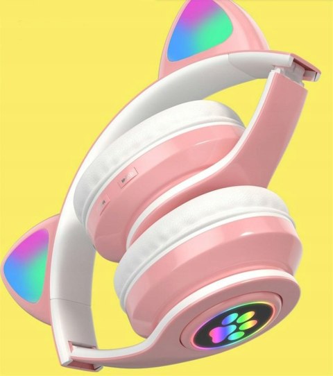 Słuchawki Bezprzewodowe Dla Dzieci Led Rgb Kocie Uszy Bluetooth 5.0 Fm