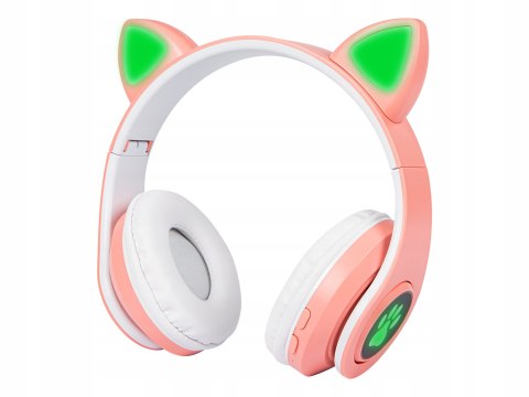 Słuchawki Bezprzewodowe Dla Dzieci Led Rgb Kocie Uszy Bluetooth 5.0 Fm