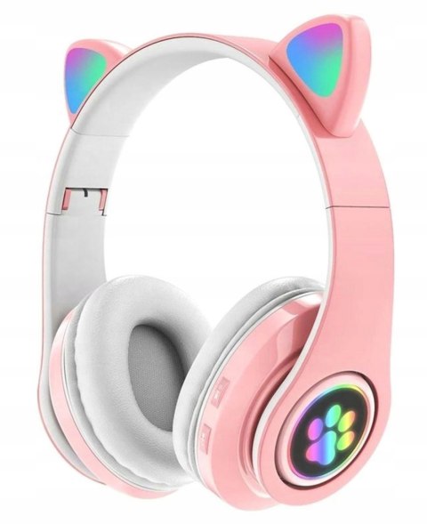 Słuchawki Bezprzewodowe Dla Dzieci Led Rgb Kocie Uszy Bluetooth 5.0 Fm