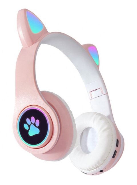 Słuchawki Bezprzewodowe Dla Dzieci Led Rgb Kocie Uszy Bluetooth 5.0 Fm