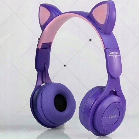 Słuchawki Bluetooth 5.0 Dziecięce Led Rgb Kocie Uszy Mikrofon Mp3 Radio