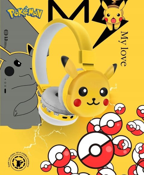 Słuchawki Bluetooth Dla Dzieci Pikachu Pokemon, Regulowane, 8H Bateria