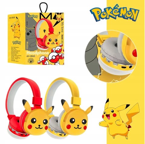 Słuchawki Bluetooth Dla Dzieci Pikachu Pokemon, Regulowane, 8H Bateria