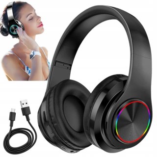 Słuchawki Bluetooth Rgb Nauszne Z Mikrofonem, Karta Msd, Składane, Cvc 6.0