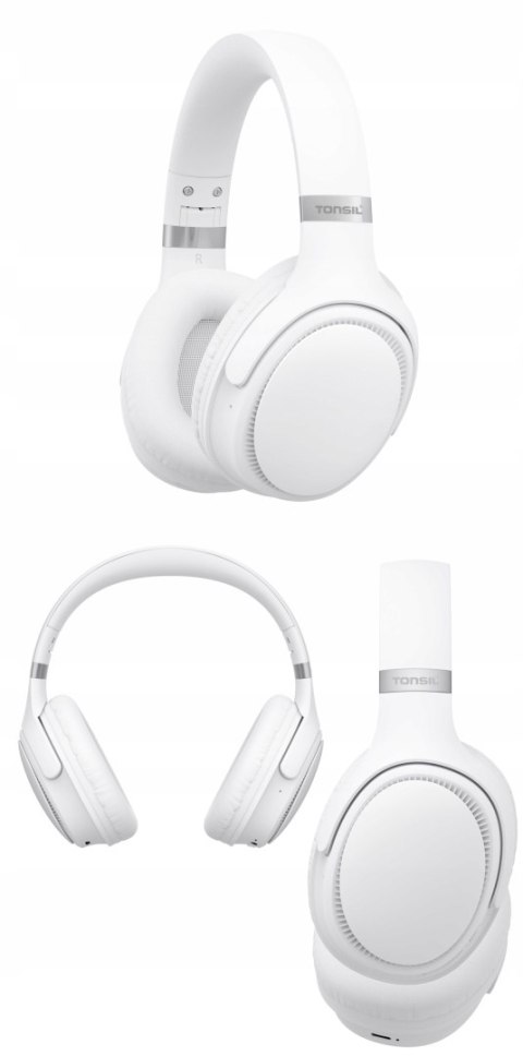 Słuchawki Bluetooth Tonsil R35bt Białe Z Fm, Micro Sd, 55H Muzyki