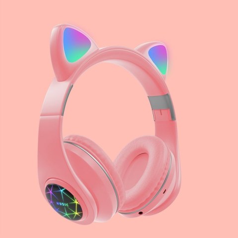 Słuchawki Bluetooth Z Kocimi Uszami I Mikrofonem Karaoke Led Dla Dzieci
