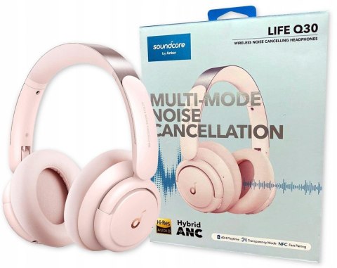 Soundcore Q30 Bezprzewodowe Anc Słuchawki Hi-Res 70H Różowe Bluetooth 5.3
