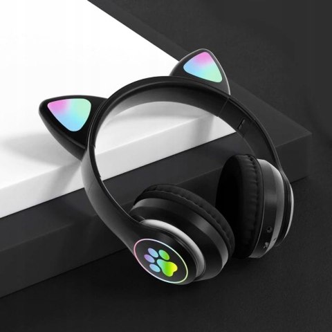 Bezprzewodowe Słuchawki Nauszne Led Rgb Z Mikrofonem I Kartą Micro-Sd