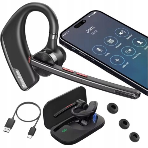 Słuchawka Bluetooth 5.2 Z Powerbankiem 500Mah, Dwa Mikrofony, Redukcja Szumów