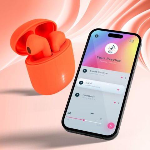 Słuchawki Bezprzewodowe Bluetooth Tws Usb-C Pomarańczowe Z Etui Ładującym