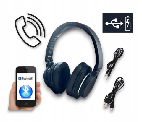 Słuchawki Bluetooth 5.0 Nauszne Z Mikrofonem 2W1 Przewodowe Czarne 18H