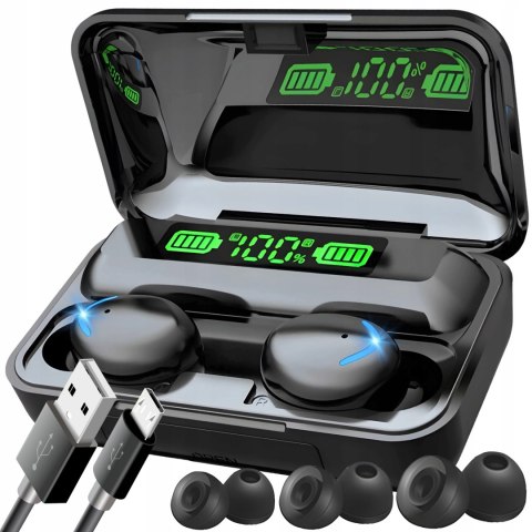 Słuchawki Bluetooth 5.1 Douszne Z Powerbankiem Led, Wodoodporne Ipx4 32 Ohm