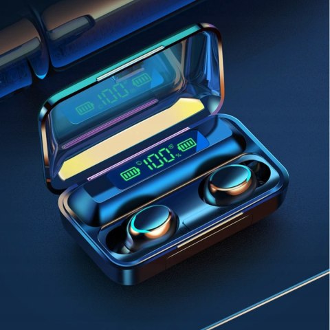 Słuchawki Bluetooth 5.1 Douszne Z Powerbankiem Led, Wodoodporne Ipx4 32 Ohm