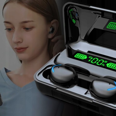 Słuchawki Bluetooth 5.1 Douszne Z Powerbankiem Led, Wodoodporne Ipx4 32 Ohm